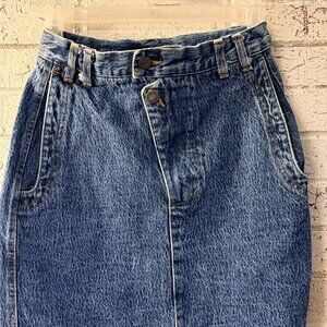 Vintage Palmettos High Waist Denim Midi Skirt – Made in USA – Size 5